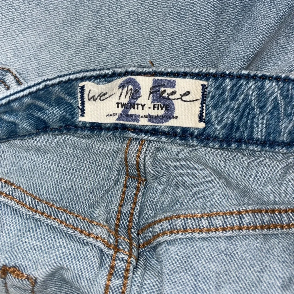 Free People Ripped Denim Mini Skirt in Breezy Blue  100% Cotton Sz. 25 Sz. 0